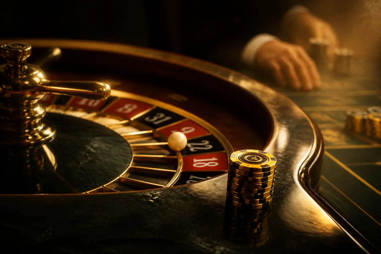 Tavolo da roulette con fiches durante una sessione dal vivo